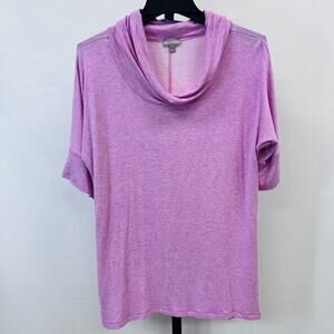 Talbots Cowl Neck Women's L Petite Short Sleeve Top T Shirt Purple